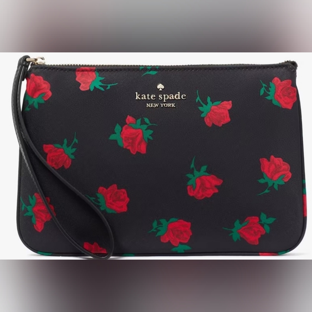 Kate Spade Chelsea Rose 🌹 Toss Printed Medium Wristlet Pouch NWT 👝